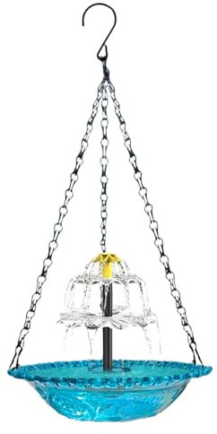 Fuente de Agua Solar para Pájaros Colgante con Cuenco para Exteriores - Baño de Colibrí para Balcón y Terraza