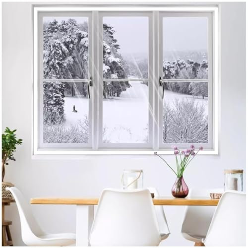 Película Aislante para Ventana,110x120cm Blanco Incluye Cinta Adhesiva Doble Cara para una Fácil Instalación