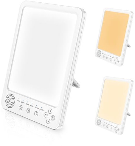 BORDEAG Lampada Di Luce Diurna Con 3 Temperature Di Colore: Senza UV, Lampada Di Terapia Della Luce LED 25000 Lux, Lampada Di Luce Naturale Con Controllo Tattile, Per Casa/Ufficio (Bianco)