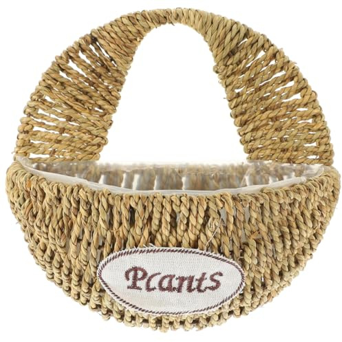 Happyyami Geflochtener Hängekorb 9.41In Blumenkorb Aus Grasmaterial Für Pflanzen Kleiner Hängender Pflanzkorb Für Innen Balkon Garten