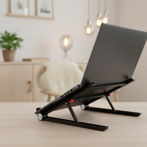 Medi Body Laptopständer höhenverstellbar & faltbar – ergonomisch | Ergonomischer, faltbarer Notebookständer für Schreibtisch & Homeoffice – rutschfest, bis 17,3 Zoll
