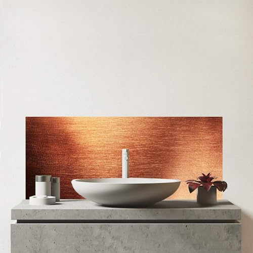 Warren Reed - Designer Premium Copper Plate Textures Glass Bathroom Splashback 6mm Toughened Glass – Water-Resistant Wall Protector for Basins & Sinks, Polished Edges