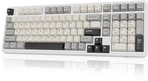 ATTACK SHARK X98 RGB Mechanische Gaming-Tastatur mit 102 Tasten, mit Nummernblock, BT5.0 & 2,4G Kabellos & USB-C Kabelgebunden Tri-Mode, Gasket Hot-Swap Linear Switch, 4000mAh-Akku, QWERTY - Weiß