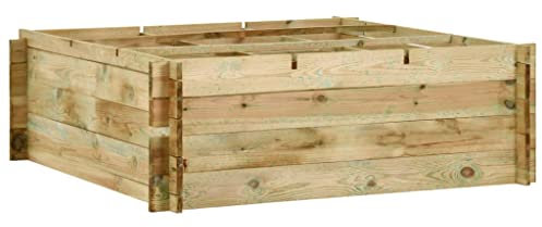 Tidyard Jardinière pour légumes Bois de pin imprégné 120x120x40 cm Bac de Plantation pour Cultiver Fleurs, Herbes, Plantes, Extérieur Lit Surélevé de Jardin Potager pour Terrasse