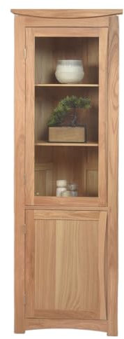 Massive Eiche Eckvitrine Vitrine Glasvitrine Wohnzimmer komplett montiert H180xB62xT35cm