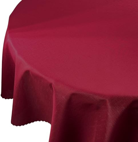 Tischdecke Fleckenresistente Tischtücher Abwaschbar Pflegeleicht Lotus Effekt Burgund Rund Durchmesser: Ø 160 cm