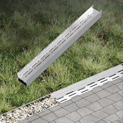 HDZNDH Caniveau Exterieur Caniveaux avec Grilles,Dérivateur De Gouttière pour l'eau De,Grille Professionnelle pour Drainage Efficace,pour Terrasse, Piscine, Jardin