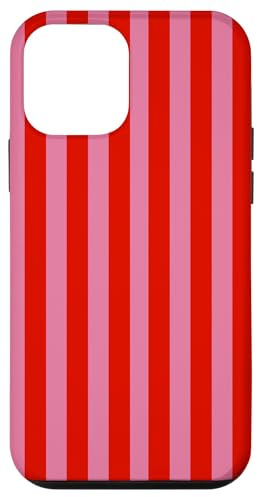 Custodia per iPhone 12 mini Motivo a righe geometriche retrò rosa e rosso