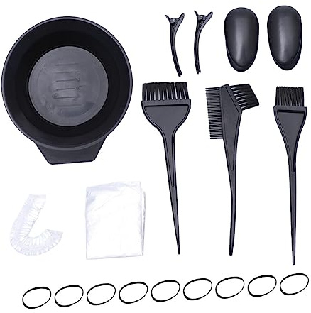 HAMPPLIES 1 Satz Haartönungs Set Teilig Färbe Set für Friseure Einschließlich Haardekorationsclips und Ohrenschutz für Salon und Zuhause Schwarz
