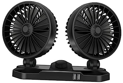 VERDANVERSE Ventilador Portátil para Coche Doble Cabeza Ajustable y Ventilador USB Consumo para Vehículos Suv y Furgonetas