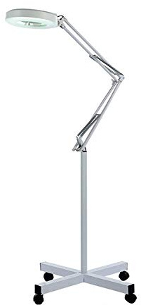 Magnifying Glass, Magnifier Floor Standing Lamp,360°Swivel Adjustable Arm Stable Base Reading Magnifying Glass- for Beauty, Salon, Tattoo, Nail, Dental, Reading and Skincare,5X