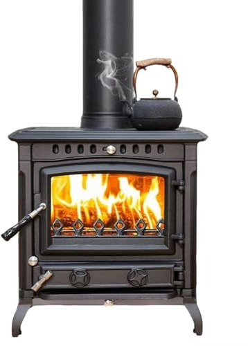 Kaminofen holzofen 12 kW, Kamin Heizofen Dauerbrandofen,Thermischer Wirkungsgrad 86%,Kaminofen Holzofen mit Sichtfenster