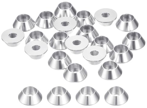 QUARKZMAN Arandelas Cónicas M6, 20 Pcs Arandelas De Aluminio Anodizado, Junta De Cabeza Cónica, Junta Para Avellanado De Tornillos Para Accesorios Mecánicos, Plateado