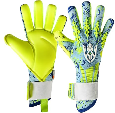 Keeperking Torwarthandschuhe für Erwachsene Junior Herren Unisex Fußball Profi Handschuhe Innennaht Großartiger Grip 4mm Fester Sitz Diverse Größe und Farben