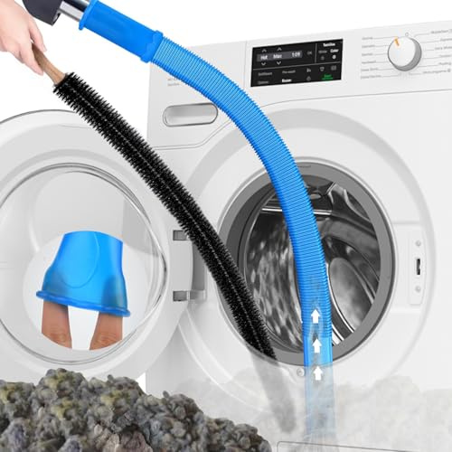 Dryer Vent Cleaner Kit, Tumble Dryer Cleaning Hose with Universal Stretch Rubber Connector, 2 Pcs Dryer Vacuum Attachment & Lint Brush for All Vacuum, Efficiently Removes Lint/Debris