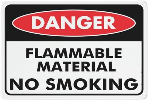 Danger Flammable Material No Smoking Outdoor Site Zone Retro Warning Metal Tin Sign For Construction Zone 12X8 Inch