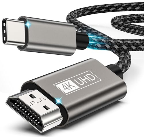 BRV Explorer USB C to HDMI Cable 1M, 4K USB Type C to HDMI, Thunderbolt 3/4 to HDMI Cable, Compatible with iPhone 17/16/15 Series, MacBook Pro/Air/Mini, Surface, iPad Pro/Air, Galaxy S24/S23/S22
