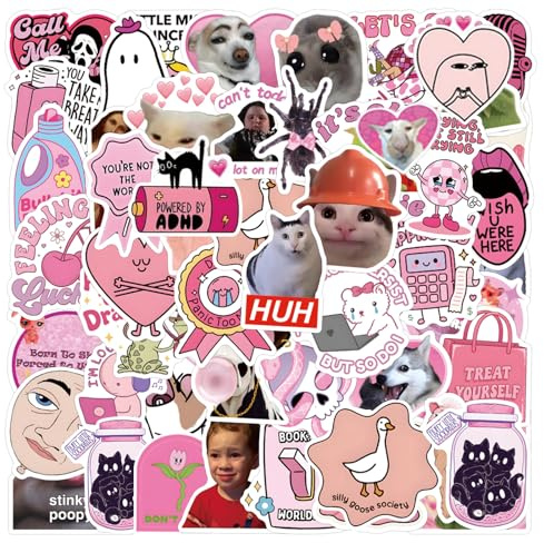 110PCS Pink Funny Stickers for Adults - Waterproof Vinyl Humorous Stickers - Removable Laptop Sticker Pack for Journals, Water Bottles, Scrapbooking