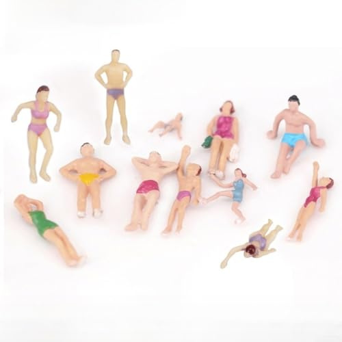 Miniatur Strand Menschen Figuren, 100 Stück, DIY Pool Party Dekor, lebendige Badeanzug Details, ABS Material, für Puppenhaus & Diorama Projekte (A)