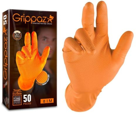 Connect 37300 Grippaz Medium Orange Nitrile Gloves Box 50pc/25 Pairs