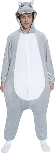 FIESTAS GUIRCA | Disfraz de Hipopótamo Kigurumimi Adulto Unisex - Mono con Capucha y Cola - Disfraces de Animales para Carnaval, Fiestas Temáticas, Halloween, Cosplay