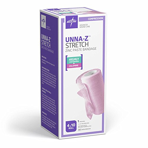 Medline Unna-Z Stretch Zinc Oxide Compression Bandage with Calamine, 4 x 10 yd., Ideal for Conditions Requiring Mild Compression