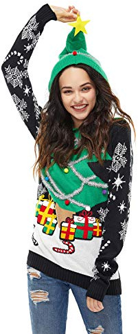 U LOOK UGLY TODAY Men's Christmas Hoodie for Women Funny Novelty Xmas Jumper for Party Hooded Sweatshirt, A Season's Star is Born, S