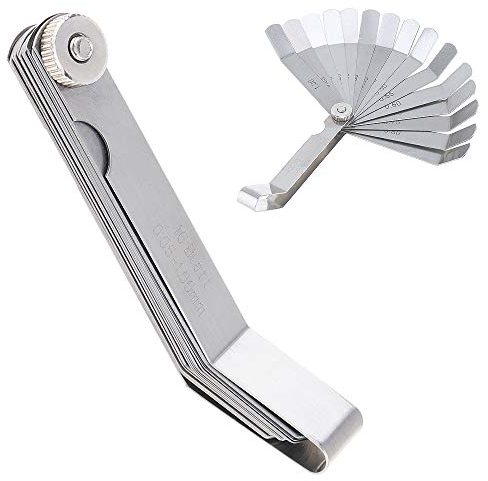 OriGlam Offset Feeler Gauge Set with 16 Blades, Standard Metric Offset Valve Feeler Gauge for Measuring Gap Width/Thickness 0.05mm - 1.0mm