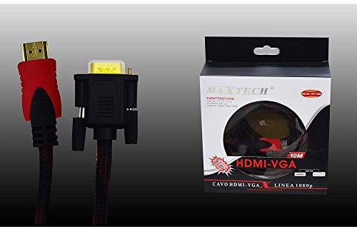 OISE ART STORE Trade Shop - Cavo Video Retinato da Hdmi A Vga Linea 1080p da 10 Metri Maxtech Hdva-rt10m