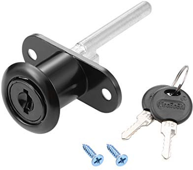 sourcing map Drawer Desk Wardrobe Cabinet Plunger Lock, 5/8 Cylinder Diameter 13/16 Cylinder Length, Zinc Alloy Black Surface, Keyed Different