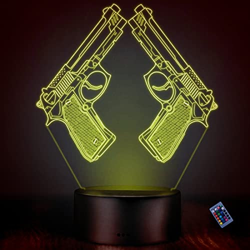 Kreative 3D Pistole Nacht Licht 16 Farben Andern Sich Fernbedienung USB Adapter Touch Schalter Dekor Lampe Optische Täuschung Lampe LED Lampe Tisch Kind Geburtstag Weihnachten Geschenke