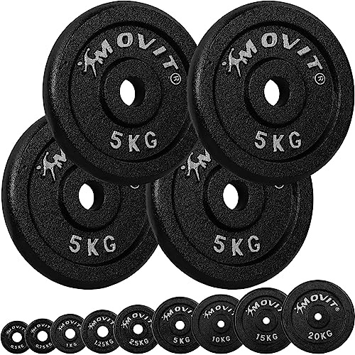 MOVIT Dischi Pesi - in Ghisa, Set a Scelta da 0,5 a 20 kg, Foro 30/31 mm - Piastra per Bilanciere, Manubri, Disco del Piatto del Peso per Palestra, Fitness, Allenamento a Casa