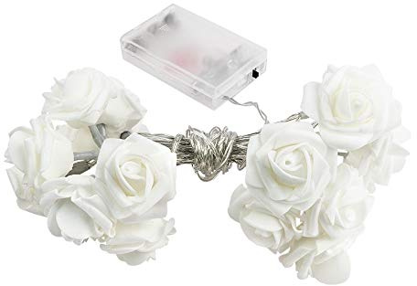 Ideen mit Herz LED-Lichterkette | Rosen | 20 LED-Lichter | warmweiß | batteriebetrieben | romantische Zimmer-Deko (weiß)