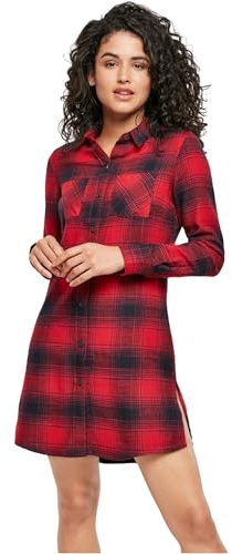 Urban Classics Robe Chemise Carreaux Femme Robe Courte Noir/Rouge L 100% Coton