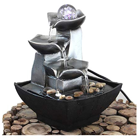 jiande Three Column 9 High LED Cascading Tabletop Fountain Crystal Ball Decoration Water Flow Ornaments Indoor Landscape Feng Shui Rockery