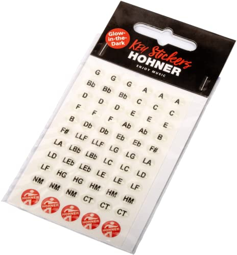 HOHNER Aufkleber, Glow In The Dark, Mundharmonika, Tonarten