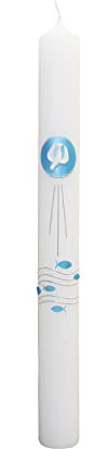 Wiedemann Kommunionkerze Taube u. Fische 400/40mm (Blau)