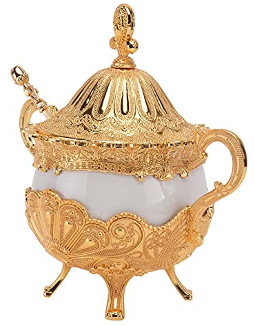 Cabilock 1pièce Bocal à Sucre Décoratif Dorée Récipient Élégant Pour Assaisonnements Et Bonbons Pour Décoration De Cuisine Et Événements Festifs