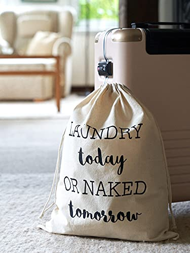 2 Wäschebeutel, Wäschesäcke, Wäschesammler 100% Baumwolle Reise (Laundry today 50x40 cm)
