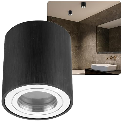 Sweet Led Aufbauspot silber ring IP44 flach bad aluminium aufbaurahmen Feuchtraum 65mm hoch Aufbauleuchte Aufbaustrahler 230V Aufputzstrahler Spotleuchte Aufputz Spot Deckenstrahler schwarz rund