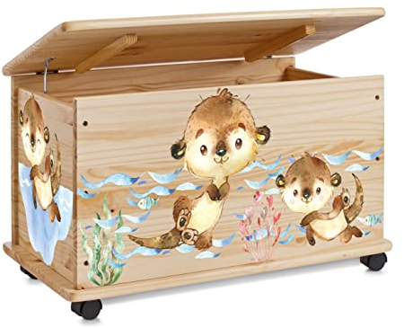 Farbklecks-Collection Spielzeugkiste Otter - Spielzeugkiste Holzkiste Kinderzimmer Deko personalisierbar