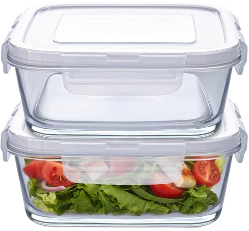 Konzept 11 - Frischhaltedose aus Glas (2 Stk 1000 ml) Glasbehälter Mit Deckel für Lebensmittel Set, Vorratsdose für Küche spülmaschinenfest, Aufbewahrungsbox Auslaufsicher Luftdicht