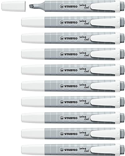 STABILO 10 Textmarker Swing Cool Keilspitze Pastell Grau Seide
