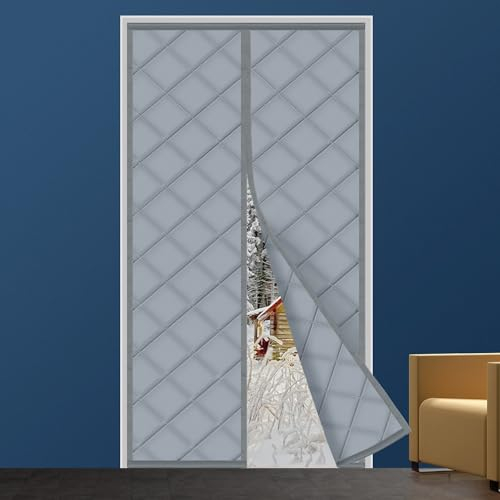 WENT Magnet Wärmeschutzvorhang für Türen. Höhe 200 cm, Breite 85 cm, Volle Größe, Thermo Türvorhang, Isolier Schutz Vorhang, Haustierfreundlich, Wasserdicht, Winddicht, Rauchgrau