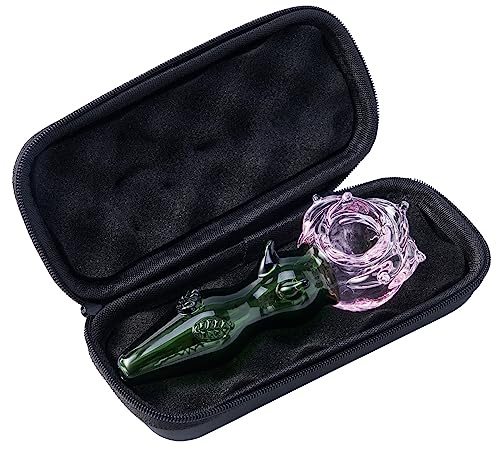 RORA Flower Glaspfeife Pink mit grünen Rauchbong-Löffelpfeifen Tragbare kleine Handpfeife