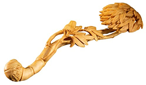 Buddha-Figur Holzschnitzerei Ruyi，Kleines Blatt Buchsbaum geschnitzter Massivholzgriff，Zufriedene und fröhliche Ornamente Feng Shui Heimdekoration Autodekor