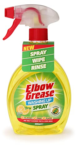 Elbow Grease Washing Up Spray | Power Degreaser - Cuts Through Grease & Grime | Hand Wash Dish Soap - Cleans Glasses, Pans & Plates (Lemon Fresh, 500 ml)