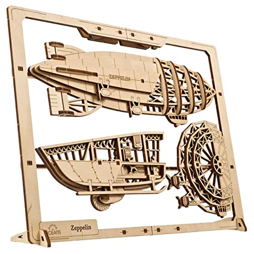 UGEARS Zeppelin 2.5D incorniciato - Kit modello classico in legno di aeromobili con eliche mobili e stabilizzatori - Kit modello puzzle in legno per adulti - Decorazione per casa e ufficio