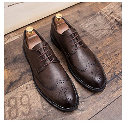 LAZIRO Scarpe in Pelle da Uomo d'Affari, Scarpe alla Moda, Scarpe da Uomo di Grandi Dimensioni, Scarpe Basse Casual in Pelle da Uomo alla Moda (Color : Bruin, Size : 43 EU)