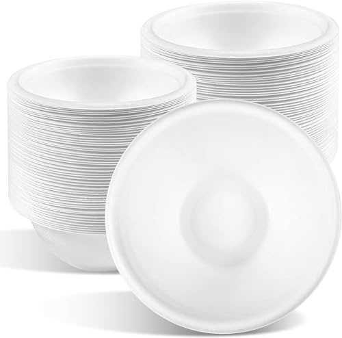 Funmo 100 Stückökologisch Einwegsuppenschale, 260ml Einweggeschirr Zuckerrohr, Suppenschüssel Einweg, Einweg Schüsseln - Einmal Suppenschalen